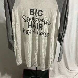 Gray and White Long Sleeve Tee